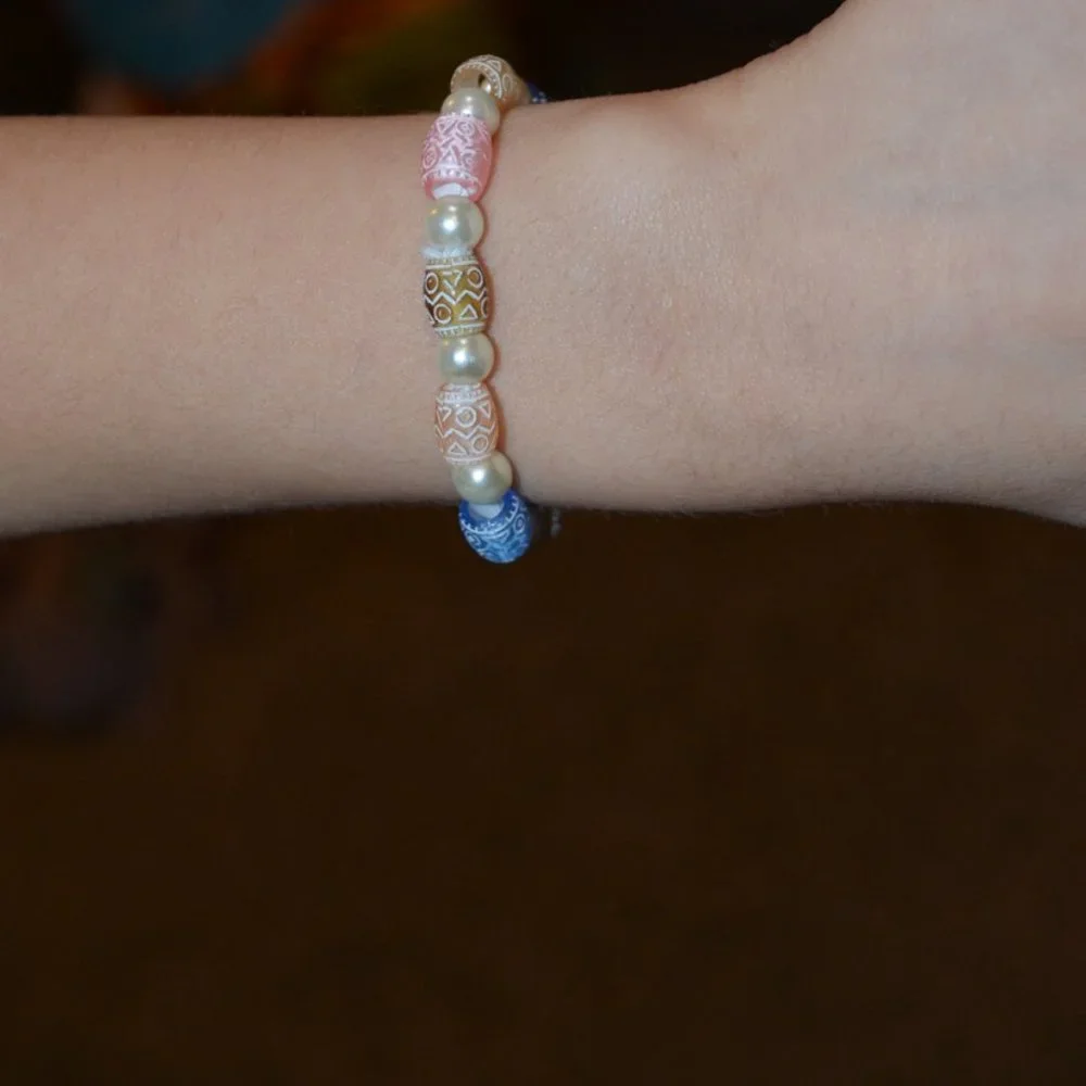 Handmade Barrel beads Elastic Bracelet